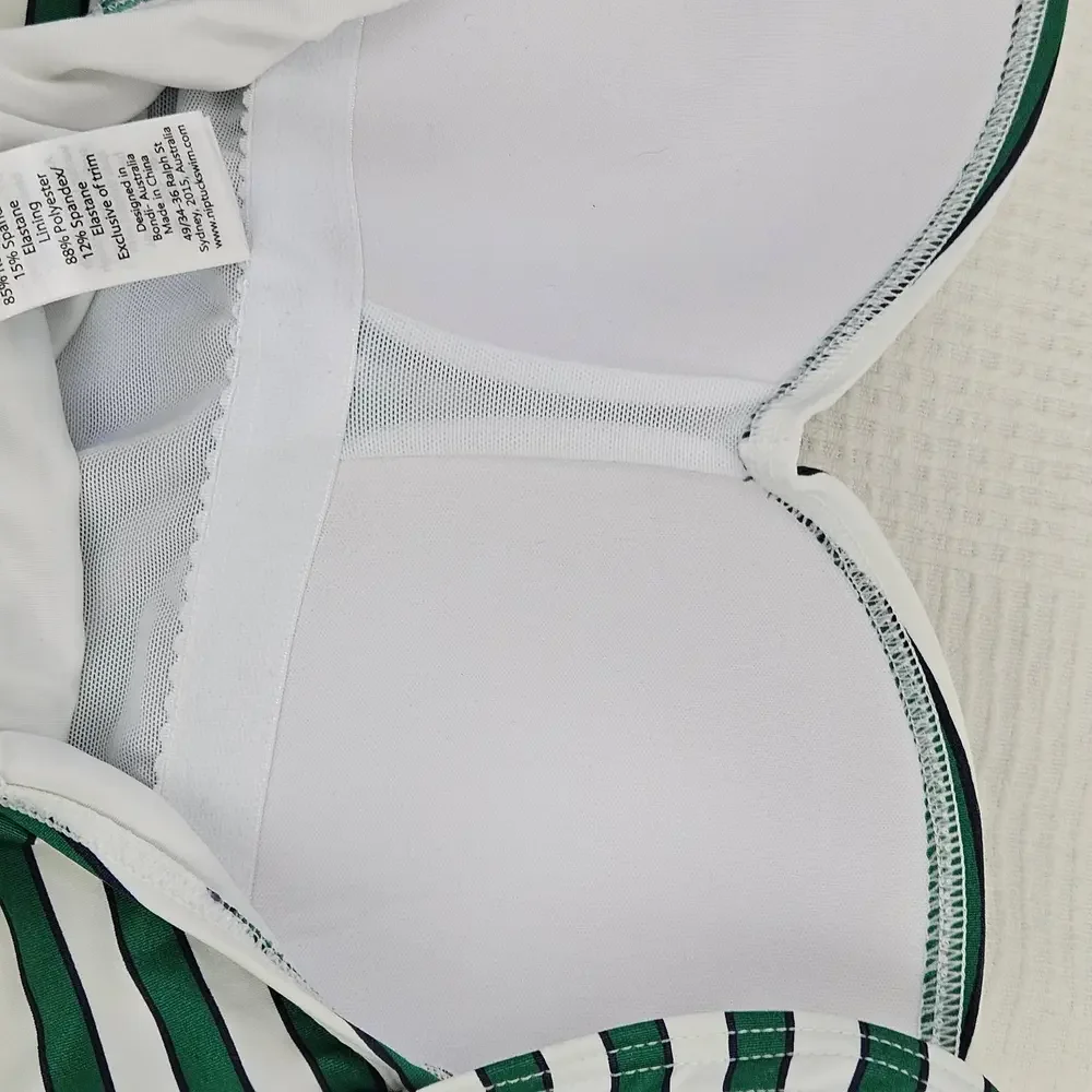 Nip Tuck Swim Multicup Stripe One Piece Swimsuit Sz‎ 6 White Green Nautical